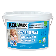 КРАСКА АКРИЛОВАЯ СУПЕРБЕЛАЯ ДЛЯ СТЕН И ПОТОЛКОВ KOL&MIX 15кг
